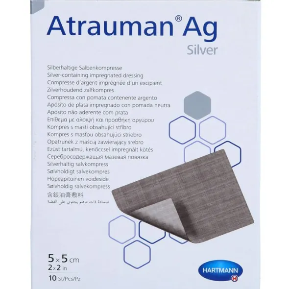 ATRAUMAN Ag 5x5 cm steril Kompressen 10 St