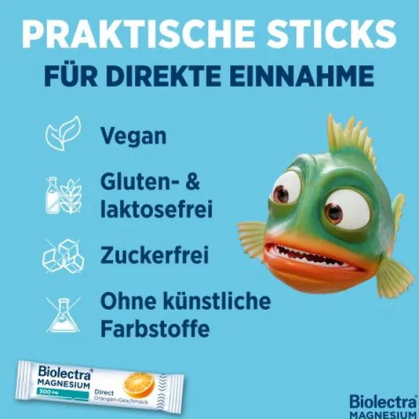 BIOLECTRA Magnesium 300 mg Direct Orange Sticks 40 St
