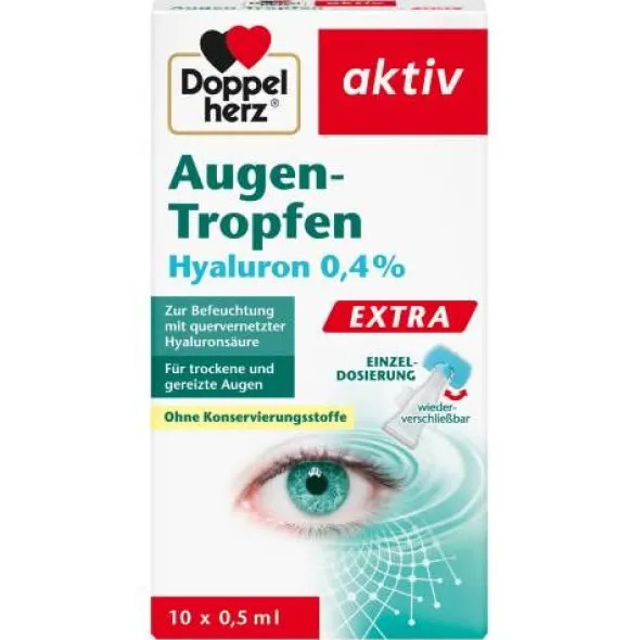 DOPPELHERZ Augen-Tropfen Hyaluron 0,4% Extra 10X0,5 ml