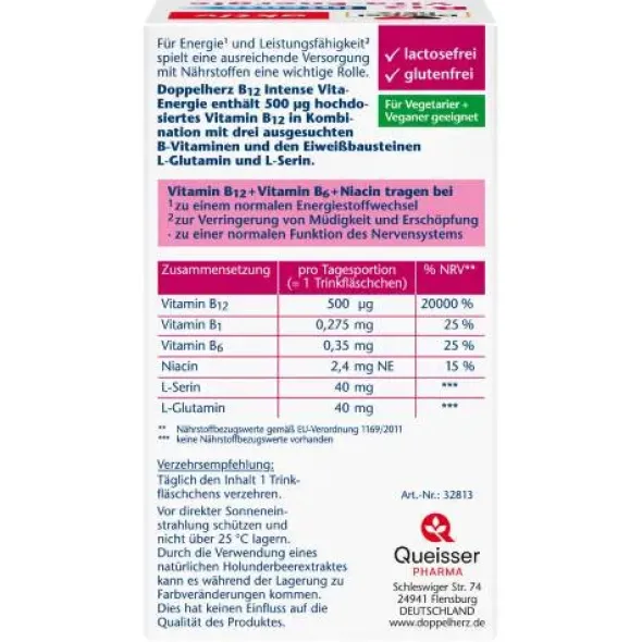 DOPPELHERZ B12 Intense Vita-Energie Trinkfl. 18 St
