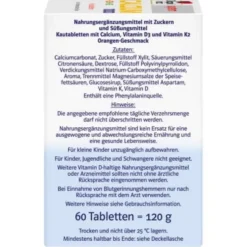 DOPPELHERZ Calcium 1000+D3+K2 system Kautabletten 60 St