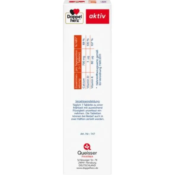 DOPPELHERZ Calcium 700+Vitamin D3 Tabletten 80 St