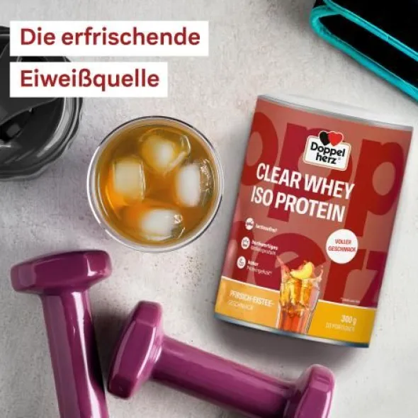 DOPPELHERZ Clear Whey Iso Protein Pfirsich-Eistee 300 g