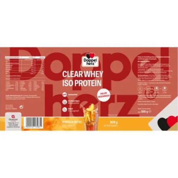 DOPPELHERZ Clear Whey Iso Protein Pfirsich-Eistee 300 g