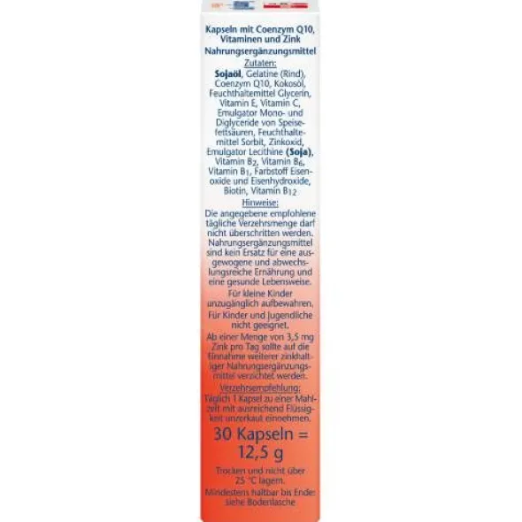 DOPPELHERZ Coenzym Q10+B Vitamine Kapseln 30 St