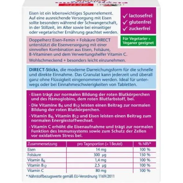 DOPPELHERZ Eisen-Femin DIRECT Pellets 20 St