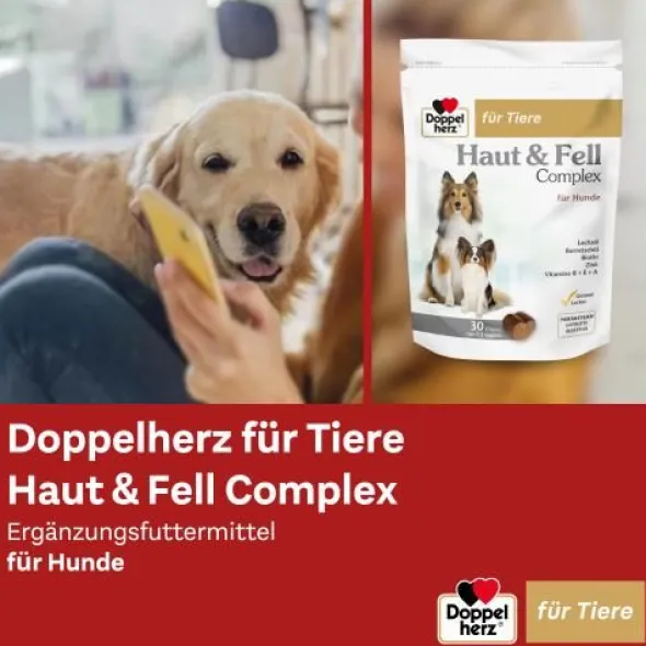 DOPPELHERZ für Tiere Haut&Fell Compl.Chews f.Hunde 30 St