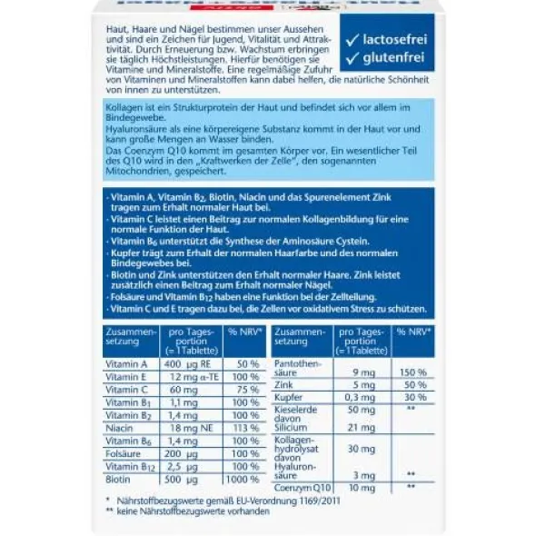 DOPPELHERZ Haut+Haare+Nägel Tabletten 60 St