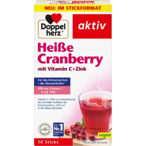 DOPPELHERZ heiße Cranberry m.Vit.C+Zink Granulat 10 St