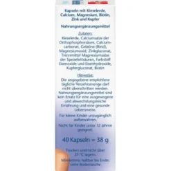 DOPPELHERZ Kieselerde+Biotin+Zink Kapseln 40 St