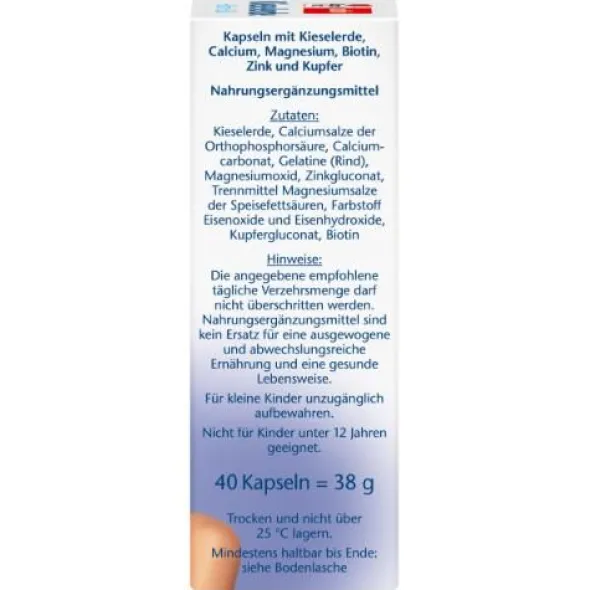 DOPPELHERZ Kieselerde+Biotin+Zink Kapseln 40 St
