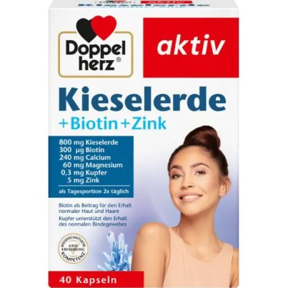 DOPPELHERZ Kieselerde+Biotin+Zink Kapseln 40 St