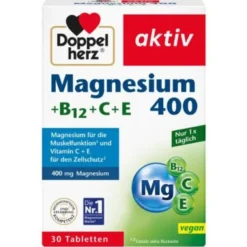 DOPPELHERZ Magnesium 400+B12+C+E Tabletten 30 St