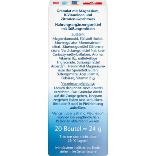 DOPPELHERZ Magnesium+B Vitamine DIRECT Pellets 20 St
