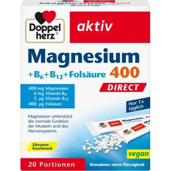 DOPPELHERZ Magnesium+B Vitamine DIRECT Pellets 20 St