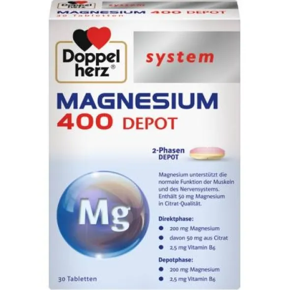 DOPPELHERZ Magnesium 400 Depot system Tabletten 30 St