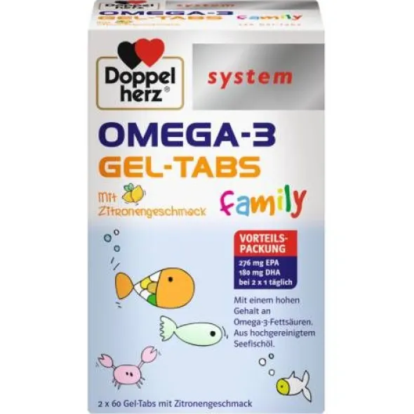 DOPPELHERZ Omega-3 Gel-Tabs family system 120 St