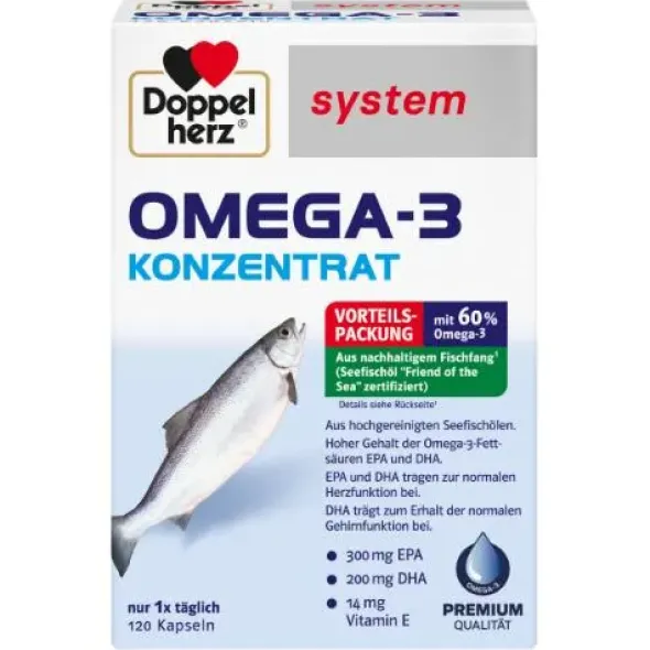 DOPPELHERZ Omega-3 Konzentrat system Kapseln 120 St