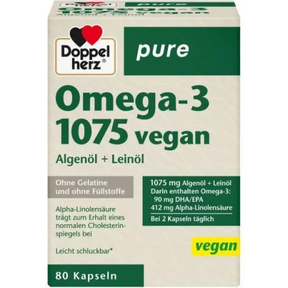 DOPPELHERZ Omega-3 1075 vegan pure Kapseln 80 St