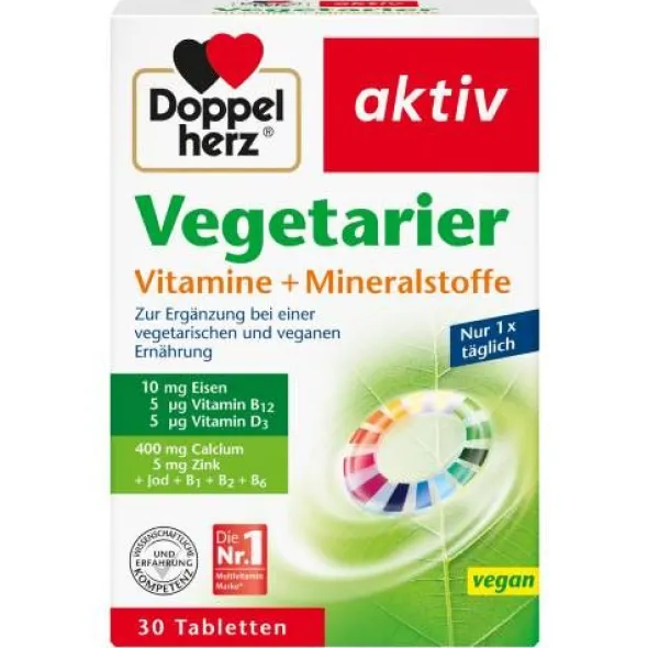 DOPPELHERZ Vegetarier Vitamine+Mineralstoffe aktiv 30 St