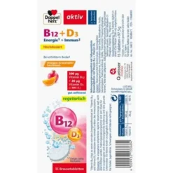 DOPPELHERZ Vitamin B12+D3 Brausetabletten 15 St
