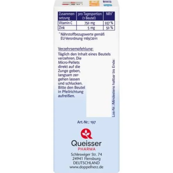 DOPPELHERZ Vitamin C 750 Depot system Pellets 20 St