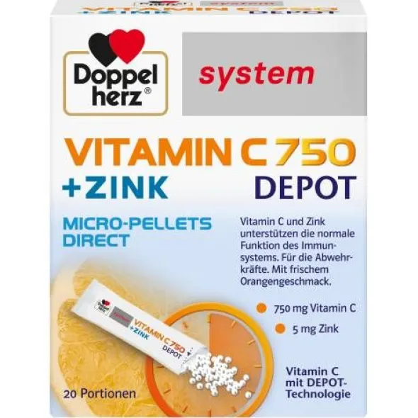 DOPPELHERZ Vitamin C 750 Depot system Pellets 20 St