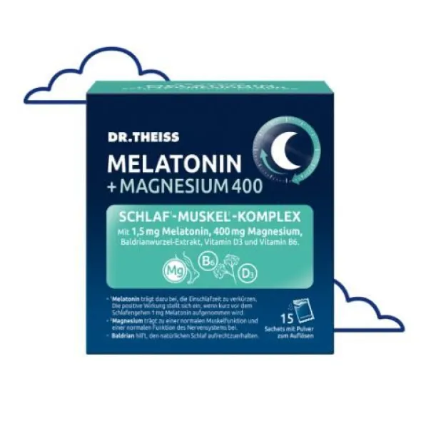 DR.THEISS Melatonin+Magn.400 Schlaf-Komplex Pulver 15X5 g