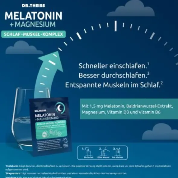 DR.THEISS Melatonin+Magn.400 Schlaf-Komplex Pulver 15X5 g