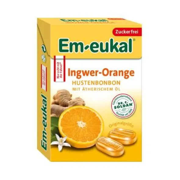 EM-EUKAL Bonbons Ingwer Orange zuckerfrei Box 50 g
