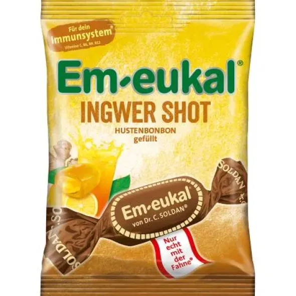 EM-EUKAL Bonbons Ingwer Shot gefüllt zuckerhaltig 75 g