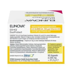 EUNOVA DuoProtect D3+K2 2000 I.E./80 μg Kapseln 90 St