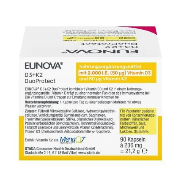 EUNOVA DuoProtect D3+K2 2000 I.E./80 μg Kapseln 90 St
