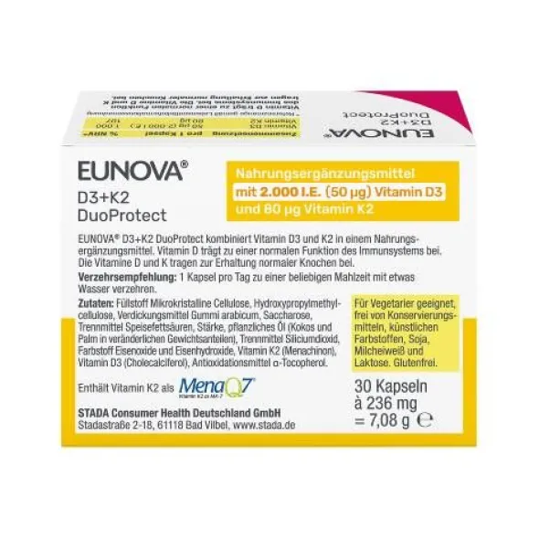 EUNOVA DuoProtect D3+K2 2000 I.E./80 μg Kapseln 30 St