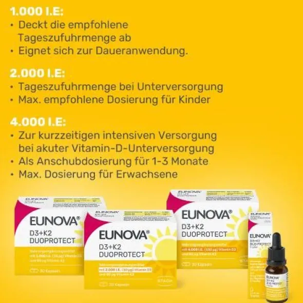 EUNOVA DuoProtect D3+K2 2000 I.E./80 μg Kapseln 30 St