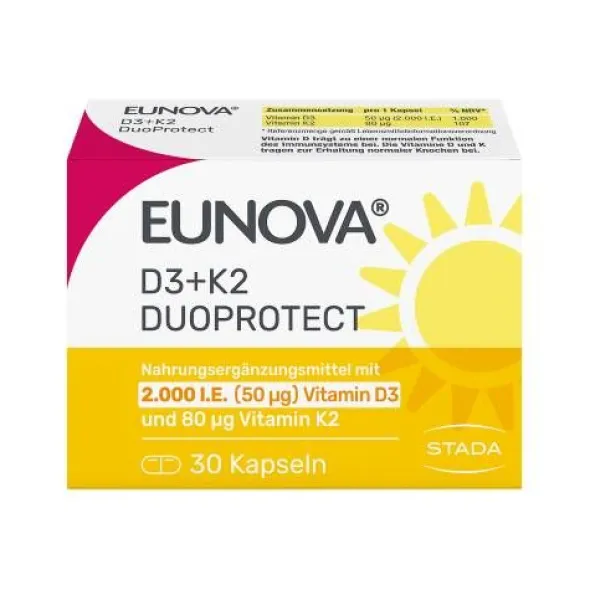 EUNOVA DuoProtect D3+K2 2000 I.E./80 μg Kapseln 30 St