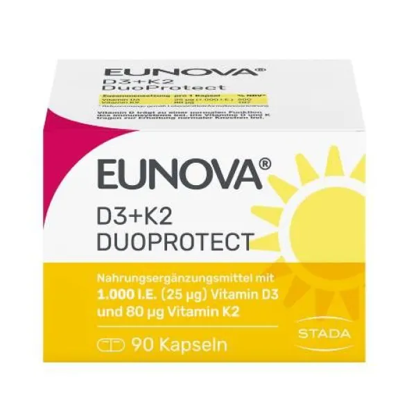 EUNOVA DuoProtect D3+K2 1000 I.E./80 μg Kapseln 90 St