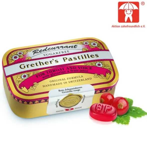 GRETHERS Redcurrant+Vitamin C zuckerfrei Pastillen 110 g