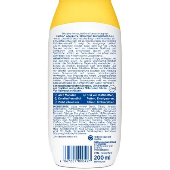LADIVAL allergische Kinderhaut Gel LSF 50+ 200 ml