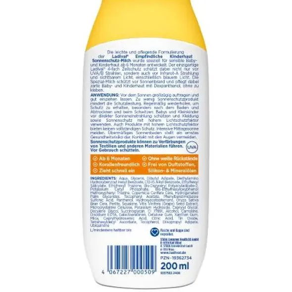 LADIVAL empfindliche Kinderhaut Milch LSF 50+ 200 ml