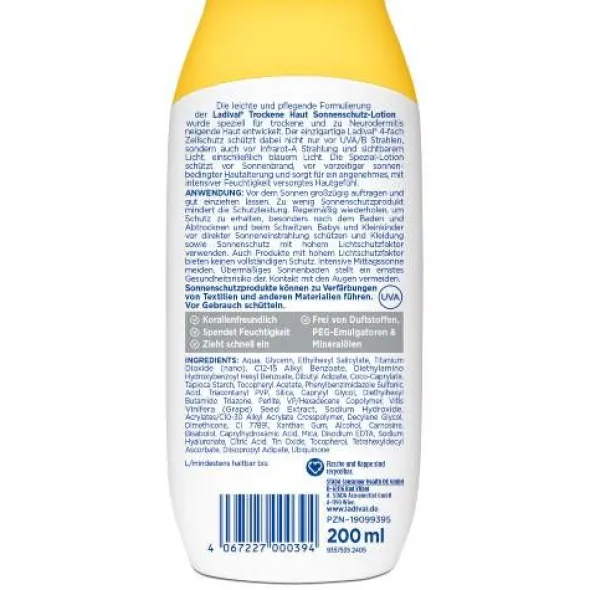 LADIVAL trockene Haut Sonnenschutz-Lotion LSF 30 200 ml
