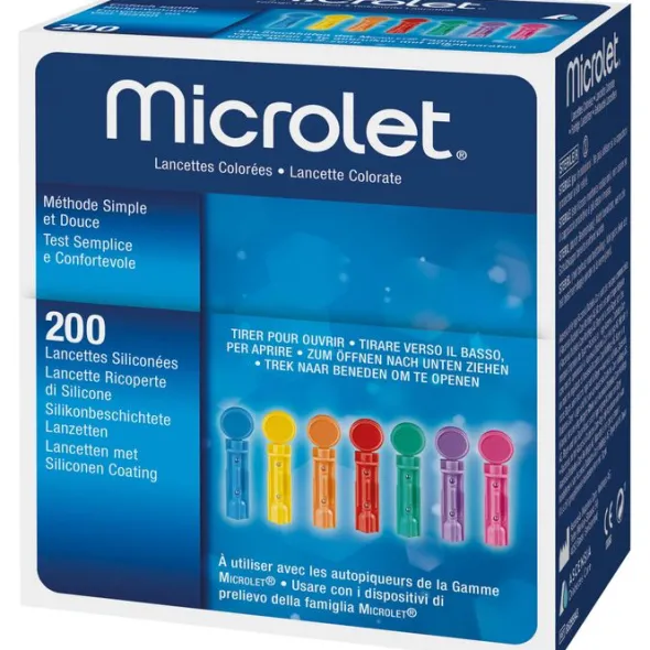 MICROLET Lanzetten farbig 200 St