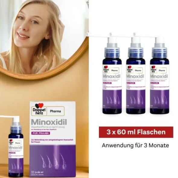 MINOXIDIL DoppelherzPhar.20mg/ml Lsg.Anw.Haut Frau 3X60 ml