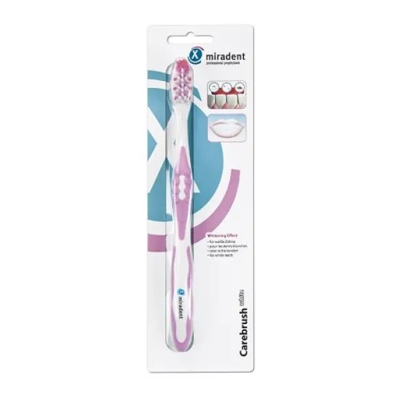 MIRADENT Carebrush Zahnbürste weiß/pink 1 St