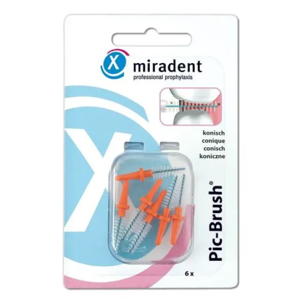 MIRADENT Interd.Pic-Brush Ersatzb.konisch orange 6 St
