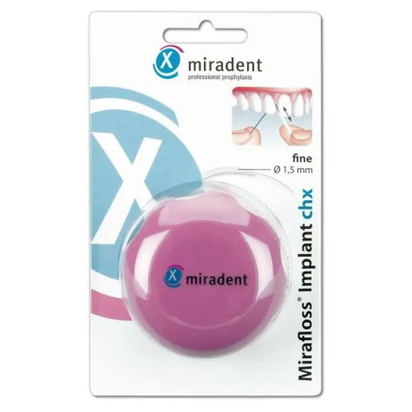 MIRADENT Zahnseide Mirafloss Implant CHX fine 50X15 cm