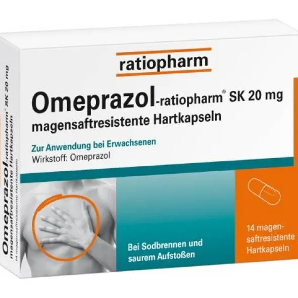 OMEPRAZOL-ratiopharm SK 20 mg magensaftr.Hartkaps. 14 St