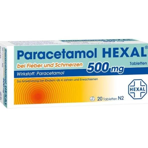 PARACETAMOL 500 mg HEXAL b.Fieber u.Schmerzen Tab. 20 St
