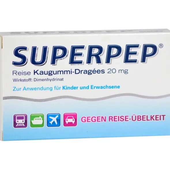 SUPERPEP Reise Kaugummi Dragees 20 mg 10 St