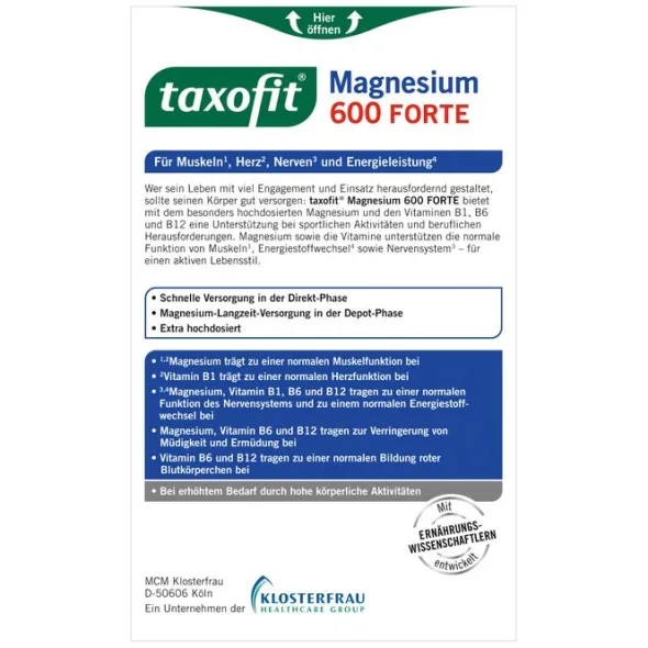 TAXOFIT Magnesium 600 FORTE Depot Tabletten 30 St